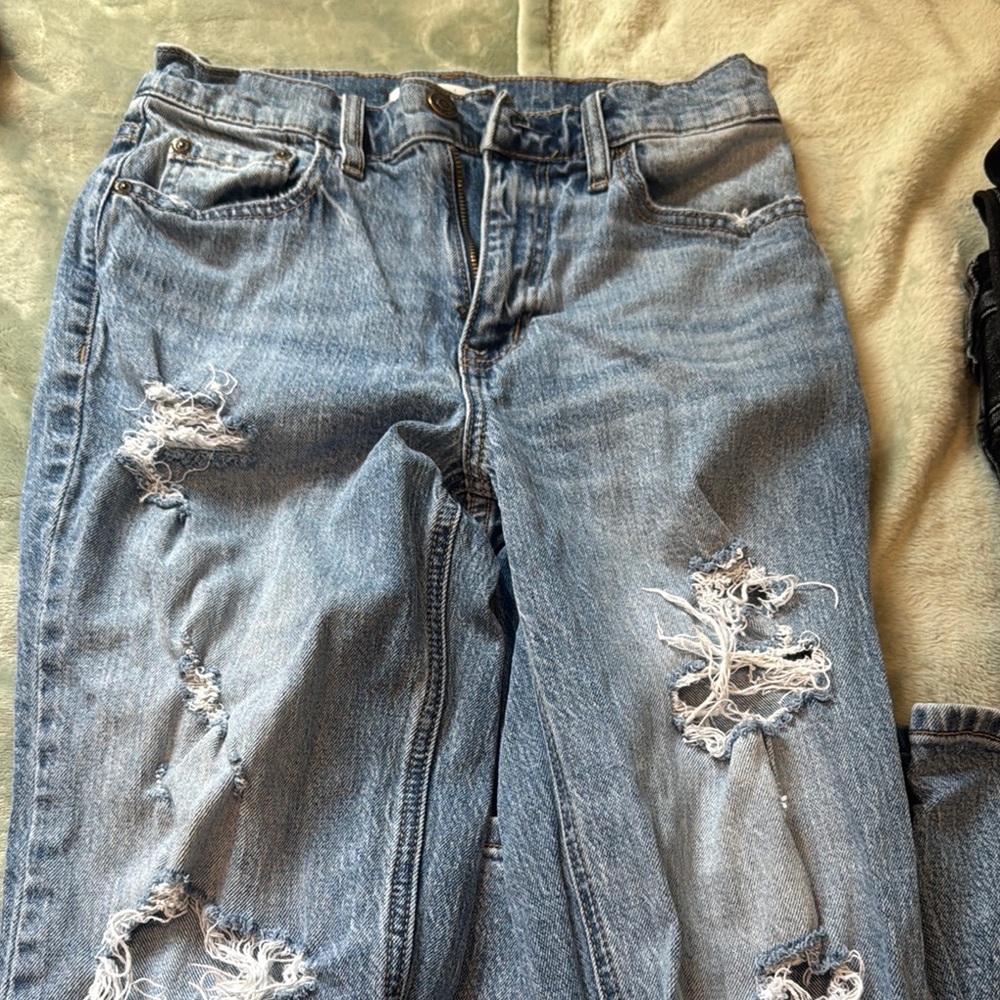 Eunina Blue Boyfriend Jeans with Distressed Design